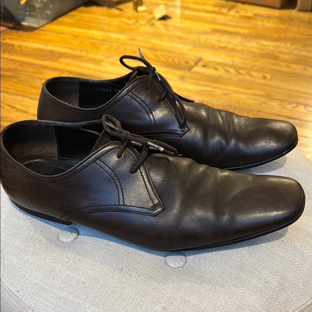 Gucci Dark Brown Leather Oxford Dress Shoes Men's 12